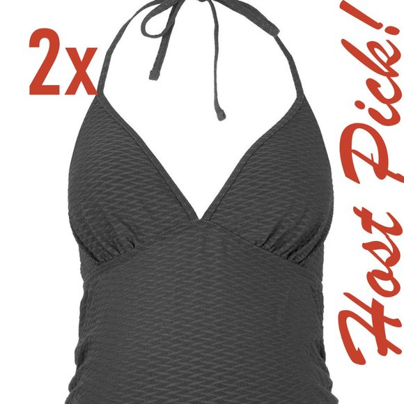 TOPSHOP Tex Halter Tankini Top Maternity NEW Halter Style Black NWT Sz 8🎉HP x4 - Picture 2 of 14